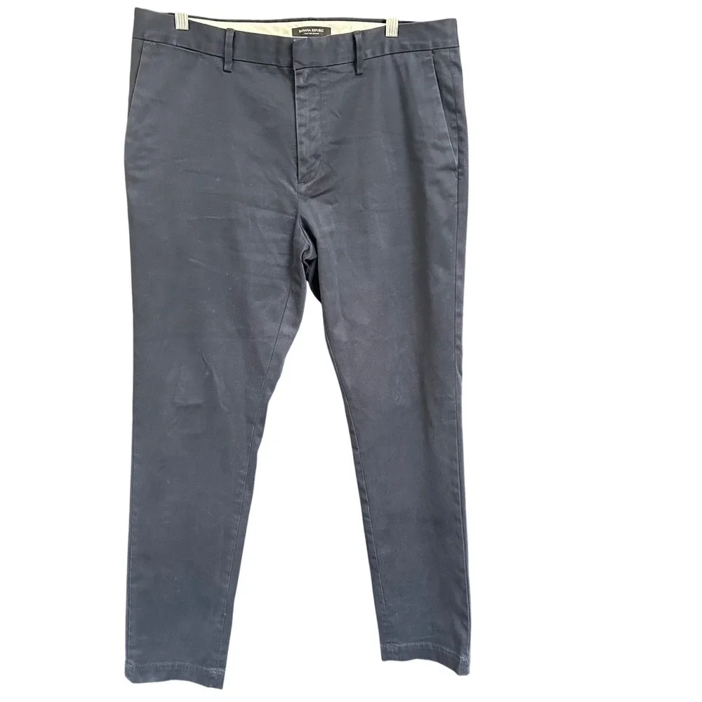 Banana Republic Fulton Chino Navy Blue Slim Fit Stretch Pants 34x32 Casual‎ Work